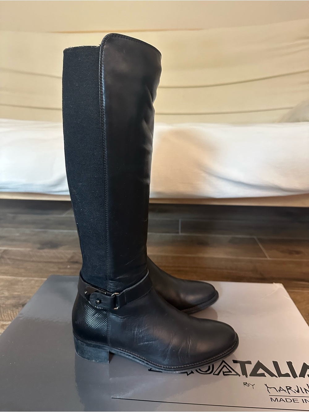 Aquatalia Olita Black Knee-High Riding Boots